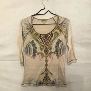 Boho QTR Sleeve Off White Light Sweater Top